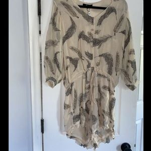 Sky Brand Feather Beaded Boho Romper Rare Y2K NWT Size M